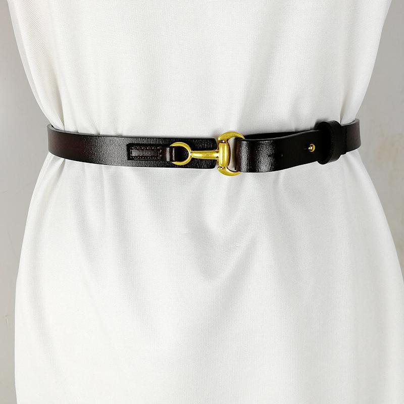

2021 Luxury Belts for Women Adjustable Long Thin Belt Genuine Leather D Buckle Dress Waistband High Quality, Red