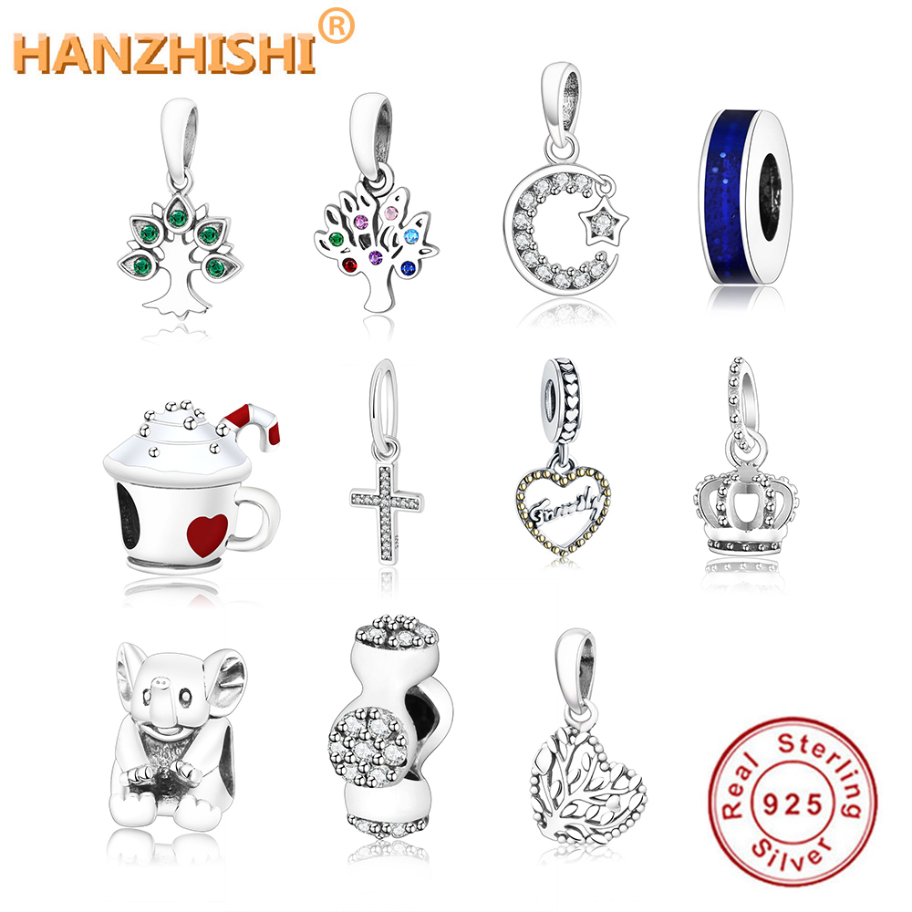 

2021 Winter Collection 925 Sterling Silver Cross Tree Crown Charm Beads Fit Original Pandora Charm Bracelet DIY Jewelry Making Q0531