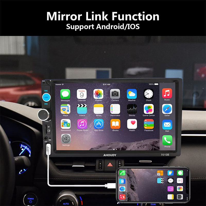 AHOUDY Car Video Stereo 7inch Double Din Car Monitor with FM Multimedia Radio MP5 Player Backup Camera CarPlay Android Auto Support Mobile Phone-image-746308467