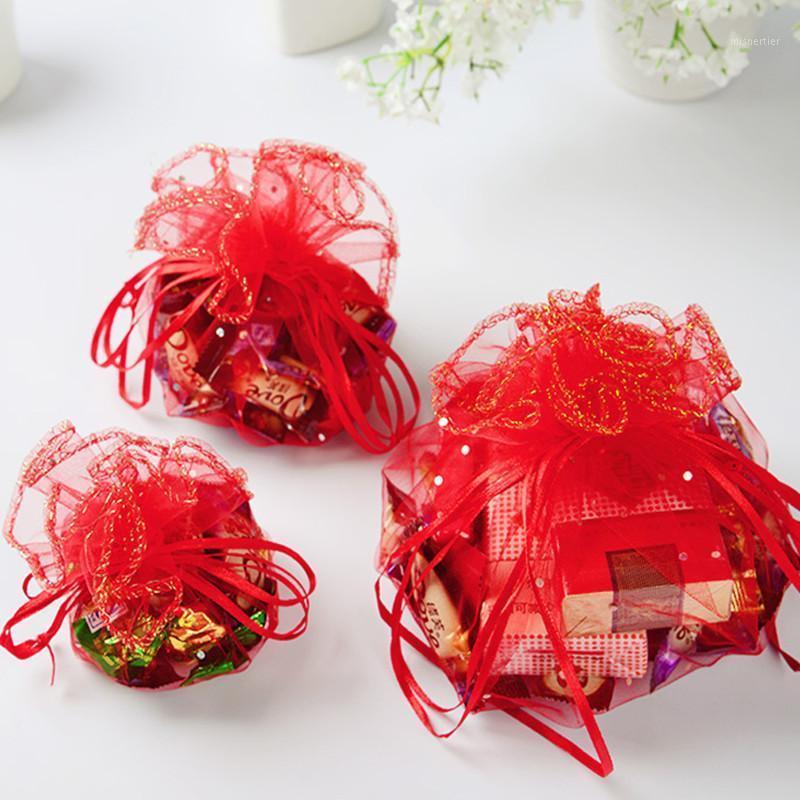 

Gift Wrap 50/100Pcs 26cm/35cm Round Organza Bag Wedding Favors And Gifts Packing Bags Jewelry Pouches 7Z