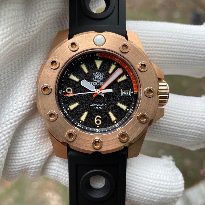 

Wristwatches STEELDIVE SD1948S Arrival 2021 NH35 Automatic Watches Bronze Bezel With Nuts 1000M Waterproof Deep Sea Diver Watch Mechanic, No2