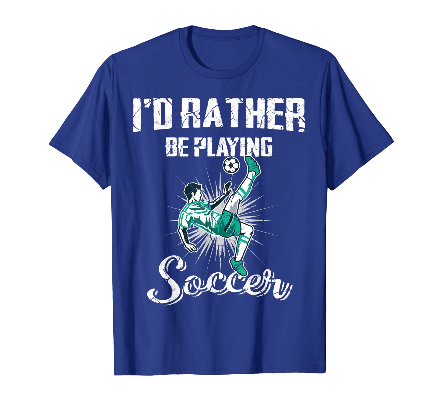 

I'd Rather Be Playing Soccer T-Shirt Gift for Boys with Ball T-Shirt, White;black