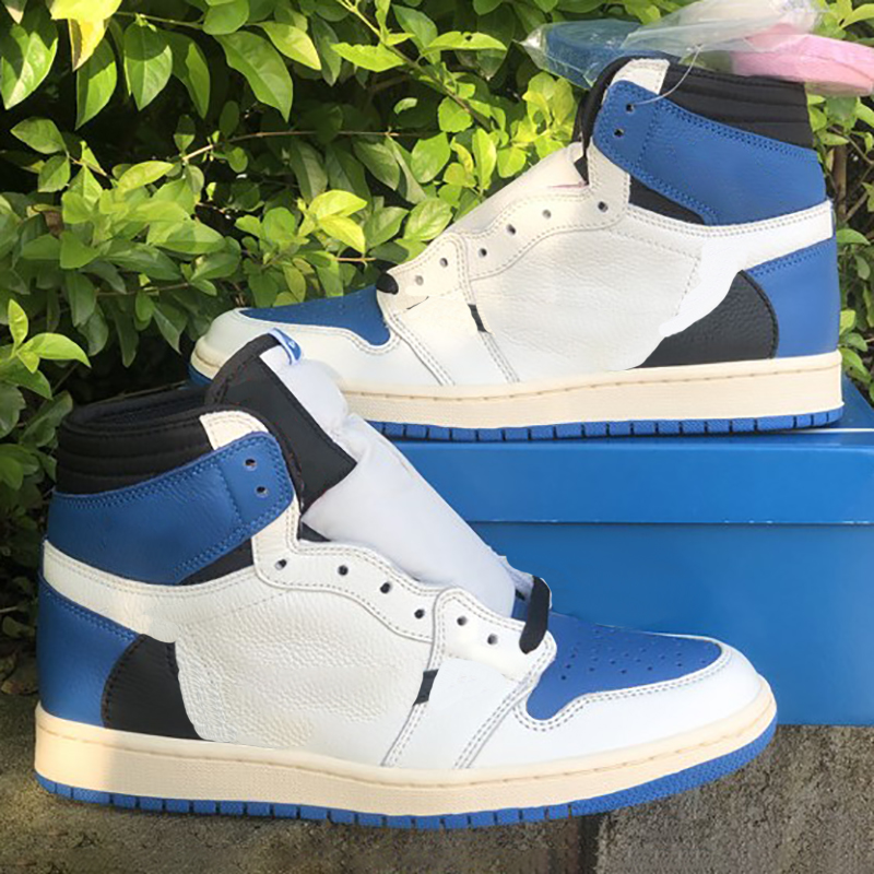 

Top quality jumpman 1 high Travis Scotts x basketball shoes classic Military Blue running shoe sneakers with box, #1