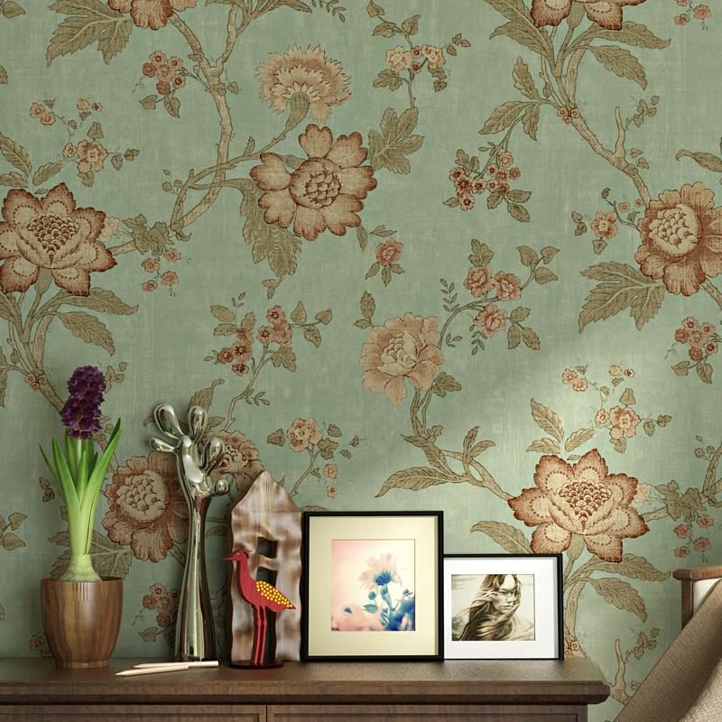 

Wallpapers American Country Pastoral Dark Green Wallpaper Retro Vintage Style Bedroom Living Room Non-woven TV Background Wall Paper, 99901