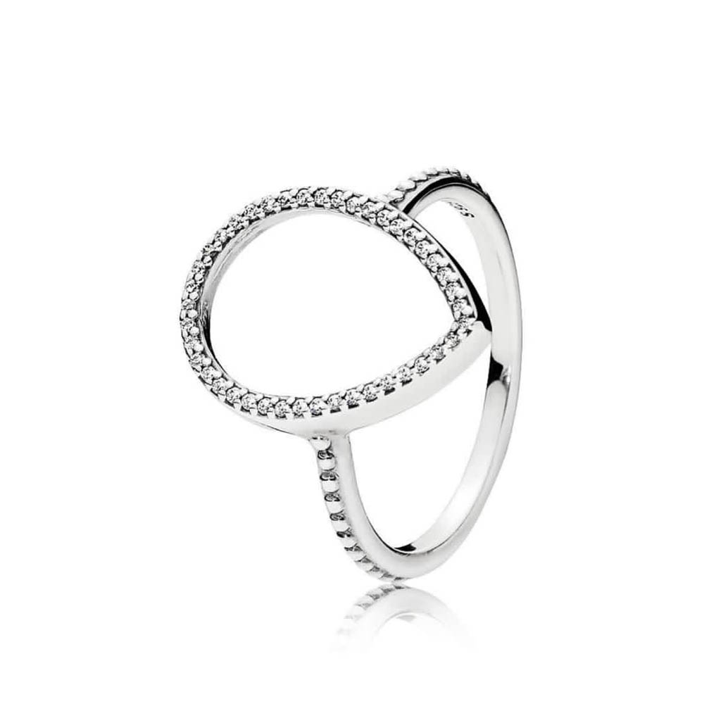 

New Brand 100% 925 Sterling Silver Sparklet Hollow Teardrop Ring With Cubic Zirconia Stones For Women Wedding Rings Fashion Jewelry