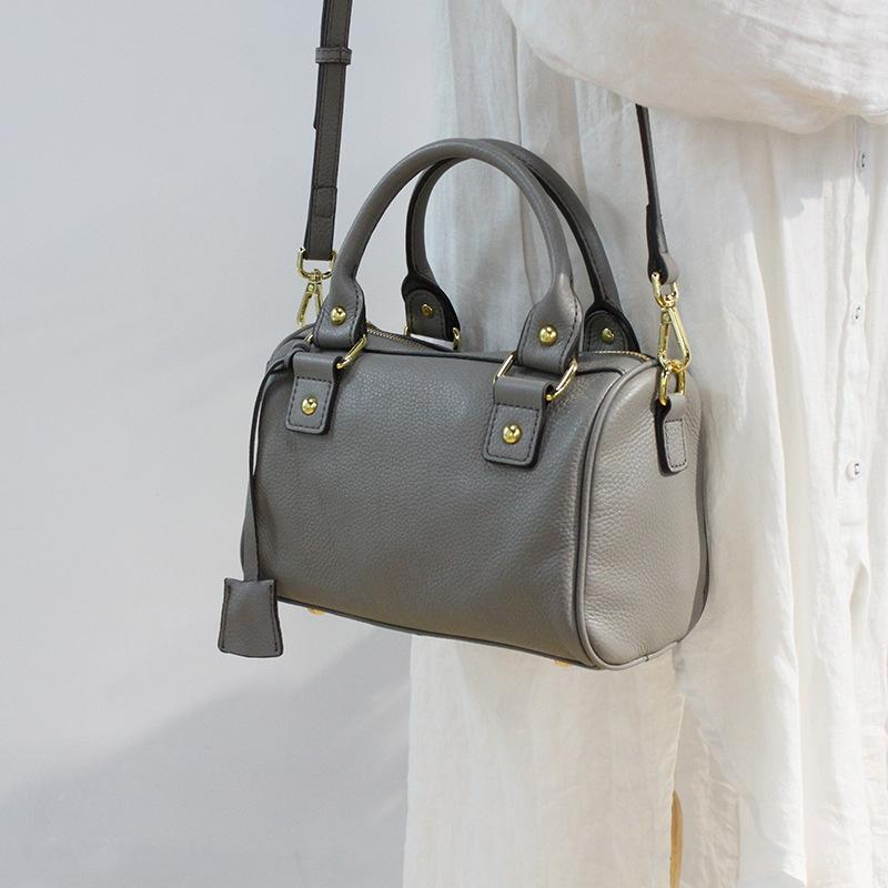 

YourSeason Genuine Leather Ladies Boston Handbag 2021 Casual Cowhide Women Shoulder Crossbody Bags Solid Color, Black