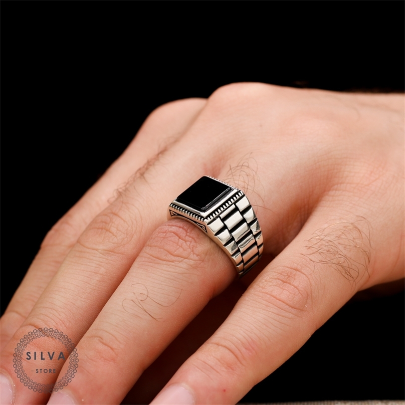 

Original 925 Sterling Silver Ring for Men With Onyx Stone. Fashion Jewellery Gift Man Rings All sizes 211217
