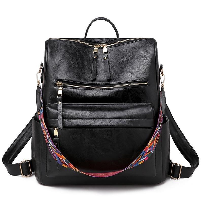 

Backpack Women Retro PU Large Capacity Women's Leisure School Bag, Grey