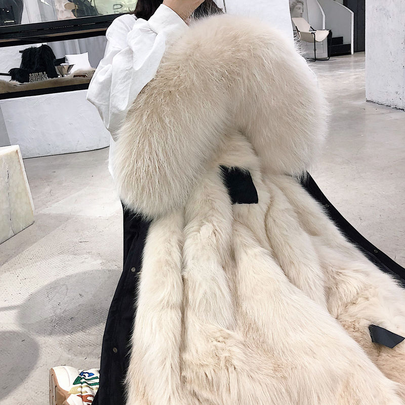 

Autumn / winter women's wools Fox simulation hair women warm soft button Fur Jacket Plush pocket casual Teddy coat, Black + gray(long)