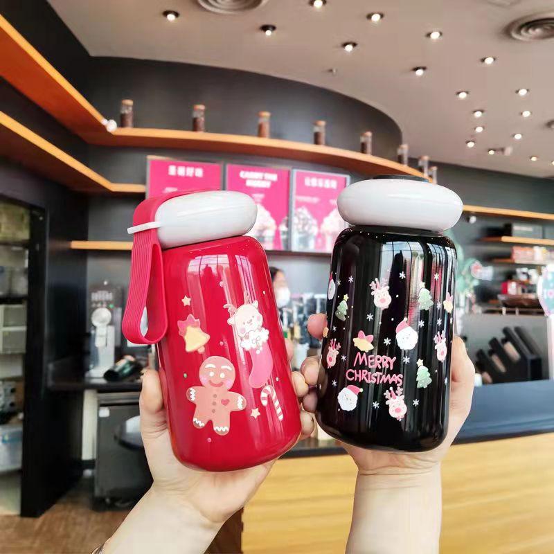 

water bottles creative christmas stainless steel vacuum mug cute elk cartoon santa claus fashion gift cup