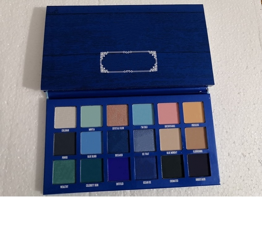 

JS BLUE BLOOD 18colors Eyeshadow Palette JS Advanced Blue Tone Shimmer Glitter Matte Eye Shadow Plate Powder, Multi