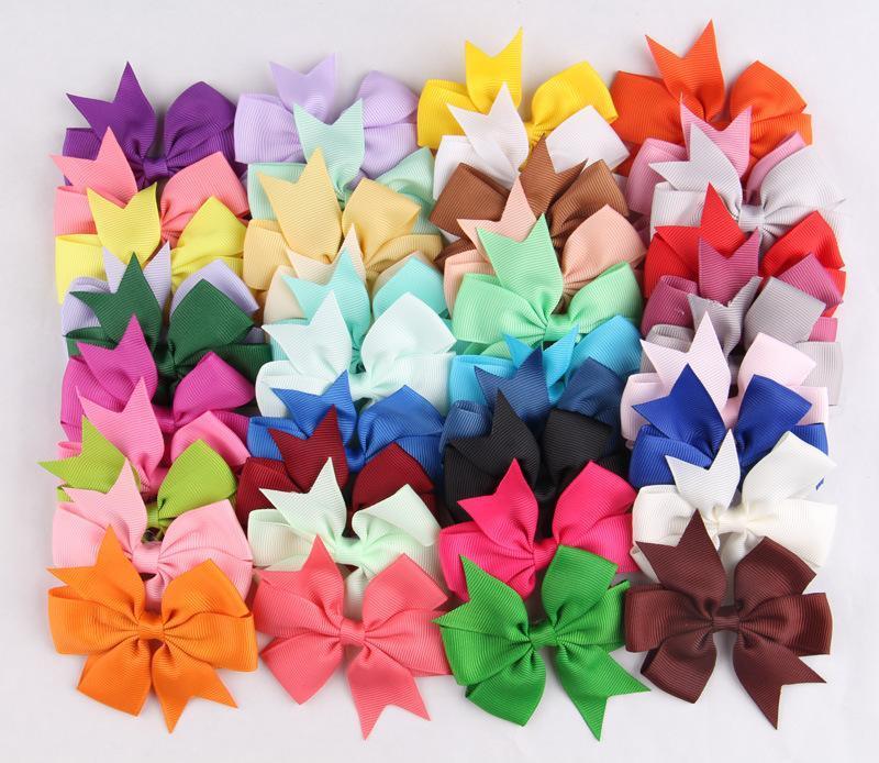 

40 Colors 3 Inch Cute Ribbed Ribbon Hair Bows with Clip Baby Girl Hair pin Boutique Hair Accessories Party Gifts, As photo