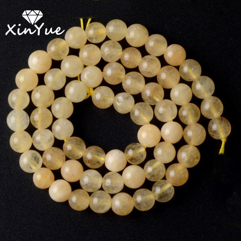 

Other Natural Citrines Chalcedony Jade Stone Beads Round Loose Spacer For Jewelry Making DIY Bracelet 6/8/10mm