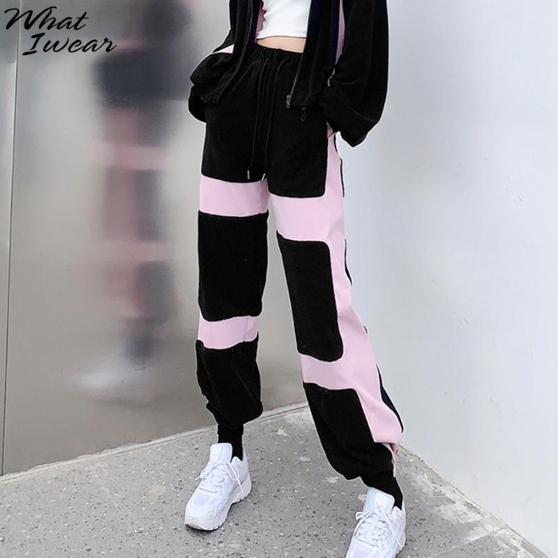 

Women's Pants & Capris Casual Patchwork Drawstring Harem Women Autumn Sweatpants Korean Style Stretchy Joggers Streetwear Femme Bottoms Trou, Black;white