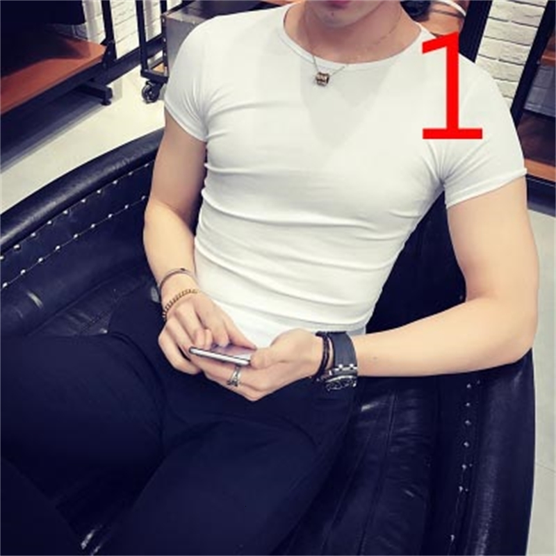 

2021 New Summer Korean Slim Half Sleeve T-shirt Trend Cotton Men's Stand Collar Gnzb
