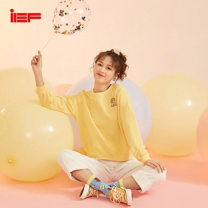 

Women's Hoodies & Sweatshirts IEF Summer Cartoon Print Sweatshirt Fashion Women Round Neck Long Sleeve Loose Female Pullover Tops 0N15A-D811, Yellow