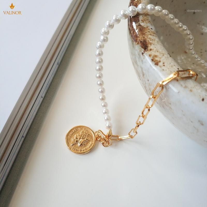 

Chains Pearl Necklace Personality Simple Gold Coin Female Clavicle Chain 925 Sterling Silver