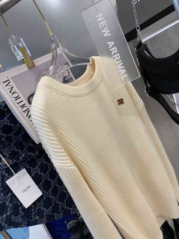 

Women' Knits & Tees Chao brand spring CE Arc de Triomphe leather milk yellow sweater Lisa Guan Xiaotong same female DR39, Round neck