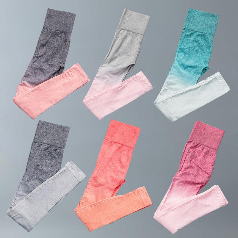 

Yoga Outfit Gradient Color Pants For Women Gym Fitness Running Workout Trousers High Waist Seamless Sports Leggings Hip Push UP Tights