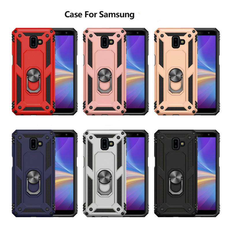 

Dual Layer Shockproof Case Cover For Samsung J4 Plus J5 J6 J7Pro J7 Prime J2 Core J3 Star Military Protection Case With Car Mount Holder, Rose gold