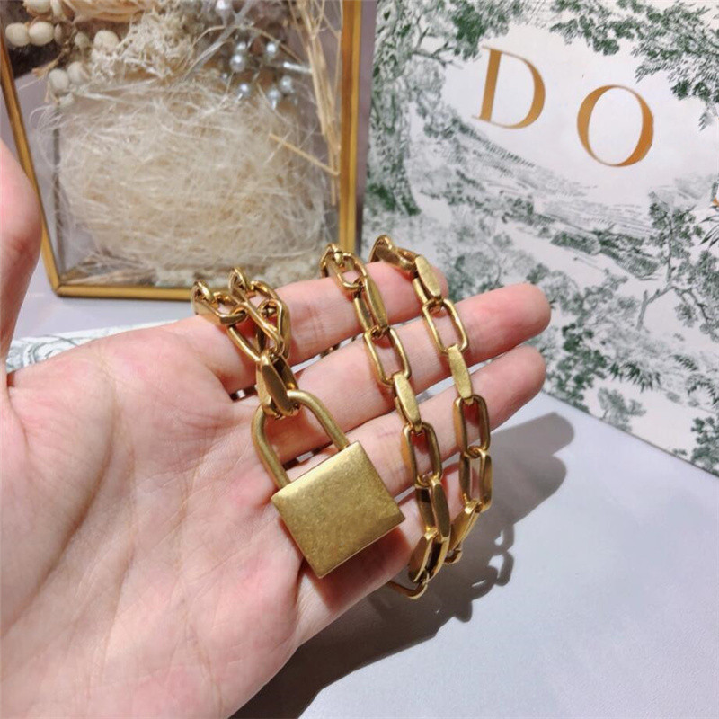 

Fashion gold Lock necklace pendant chains bijoux for mens and Women Party Wedding Lovers gift hip hop jewelry