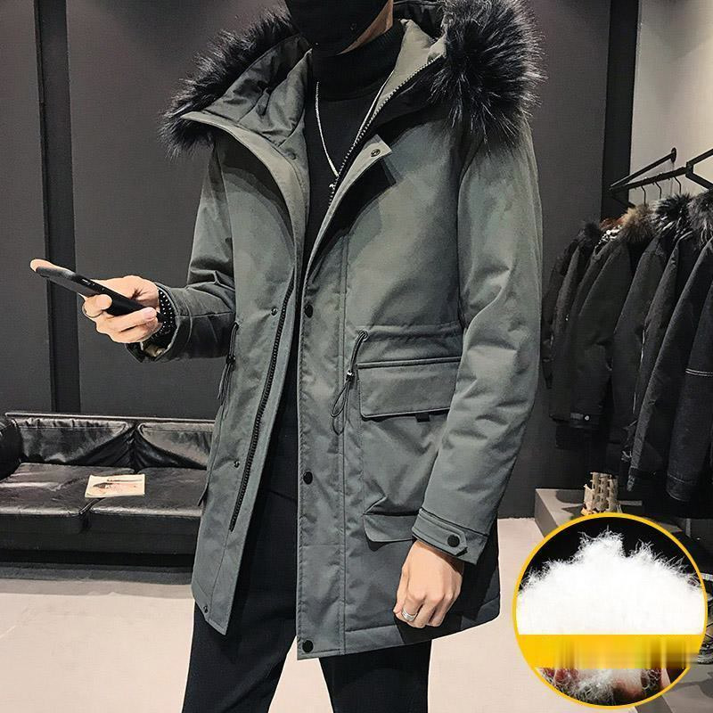 

2021 New Causal Mens Fashion Winter Men Thick Warm Male Coat Hooded White Duck Long Down Jacket Parka Nt48, Black