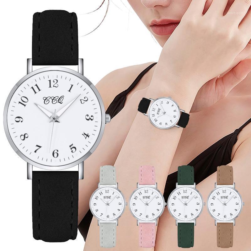 

Wristwatches CCQ Fashion Ladies Casual Quartz Watch Leather Strap Simple Retr Montre Femme Relogj