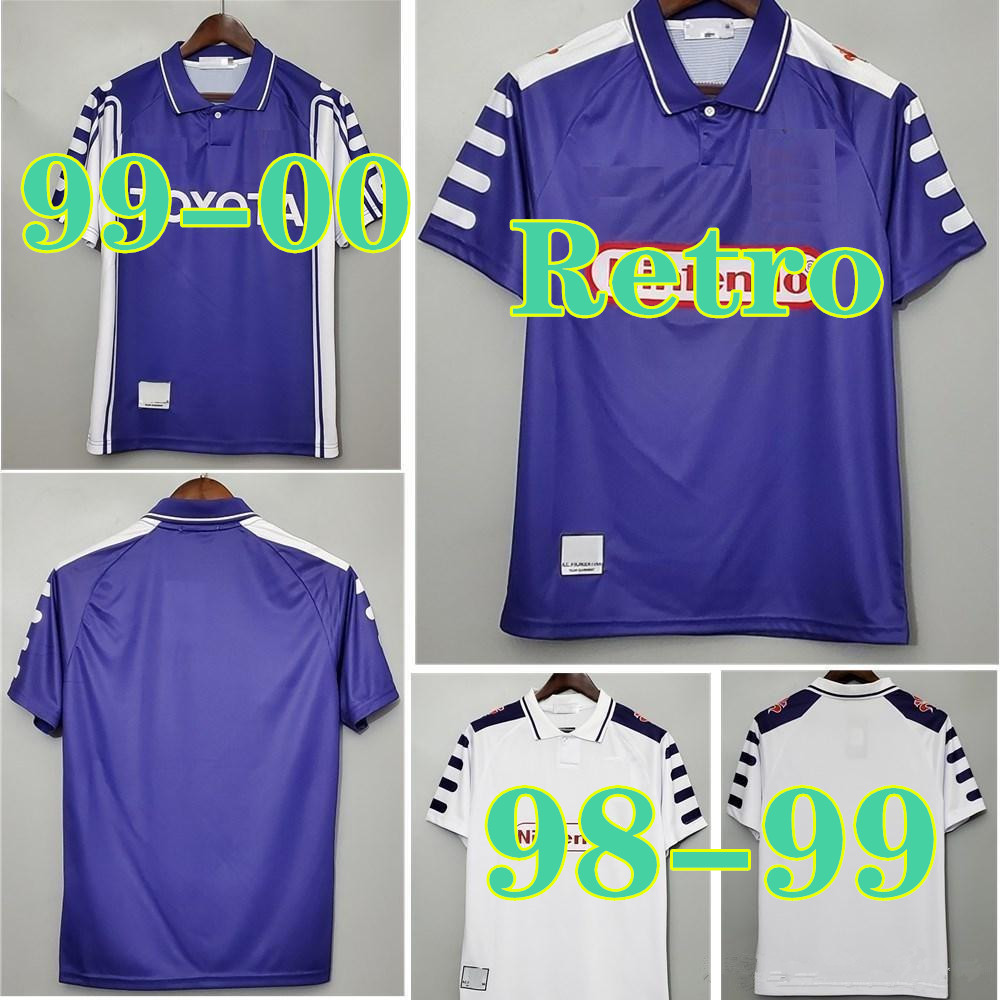 

1998 1999 Retro Fiorentina 9 BATISTUTA Soccer Jerseys 10 RUI COSTA Custom Vintage 1992 1993 Florence Home Football Shirt Camisas de Futebol, 9900