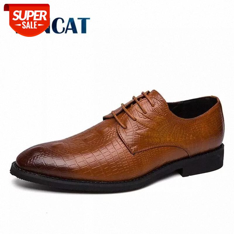 

2019 New Men Leather Shoes Fashion Dress Business Shoes Lace Up Men Formal Oxfords For Wedding Big Size 38-48 #jS3w