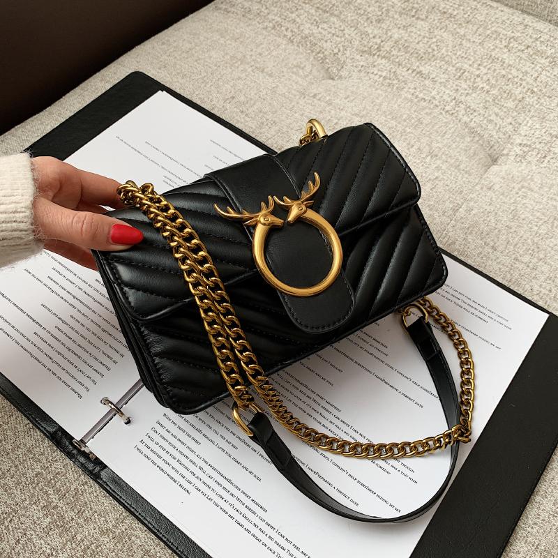 

V shape Brand Designer PU Leather Crossbody Bags For Women 2021 Luxury Shoulder Bag Lady Small Handbags and Purses, Black