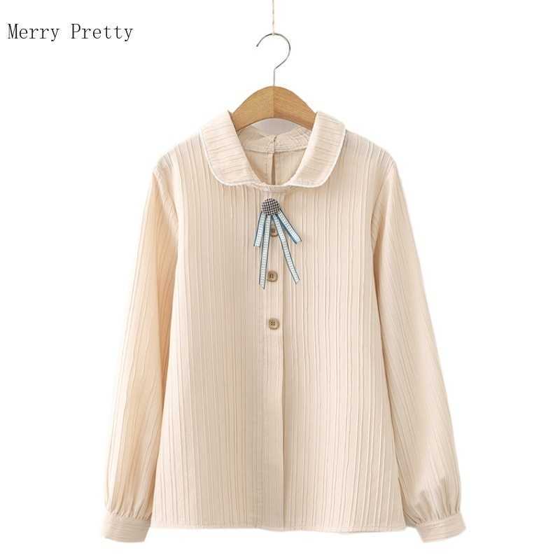 

Solid Single Breasted Casual Cotton Women Shirts Summer Lace Up Blouse Korean Ladies Long Sleeve Turndown Collar Tops 210526, Apricot