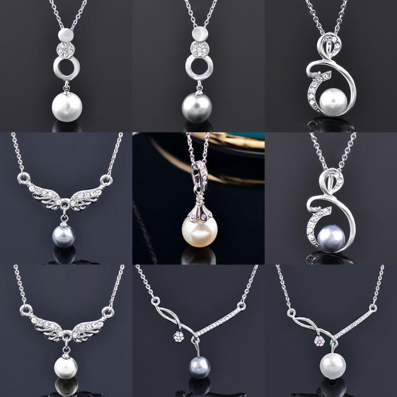 

Chokers KIOOZOL Elegant White Grey Pearl Pendant Necklace Choker Silver Color Chain For Women OL Lady Jewelry Accessories ZD1 KO1