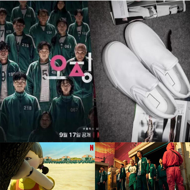 

VN X Squid Game Slides Canvas Shoes Slippers All White Slip-on slip on Casual Flats Loafers Old Skool 1970S Skateboard Designers Sneakers Classic Trainers