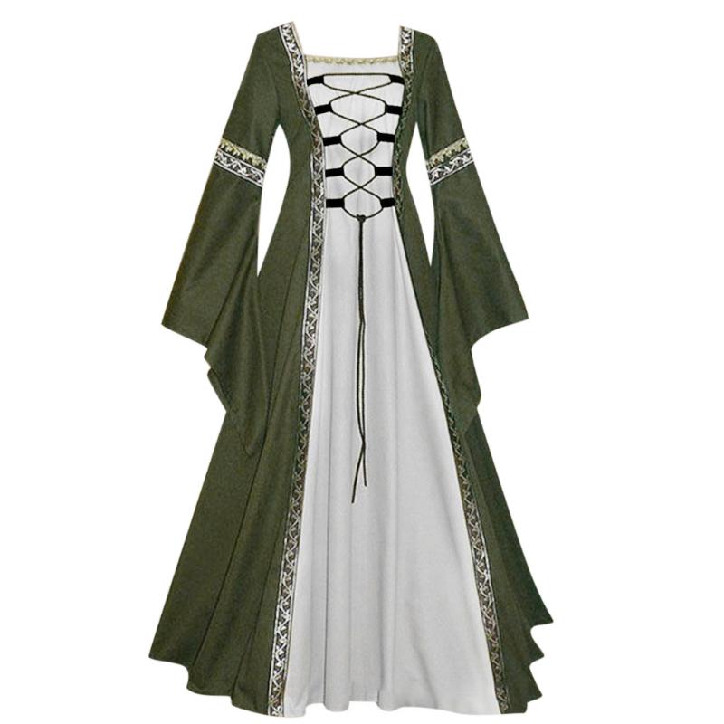 

Casual Dresses Women' Vintage Mesh Dress Female Ladies Medieval Floor Length Renaissance Gothic Cosplay Long Sleeve Autumn Vestido, Burgundy