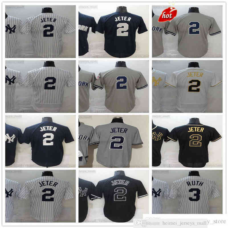 

Stitched Baseball Jersey 2 Jeter 3 Babe Derek Ruth Gehrig 4 Lou Jerseys Top Quality Black White Gold Grey Gray Mens Women Youth Kids, Same as picture