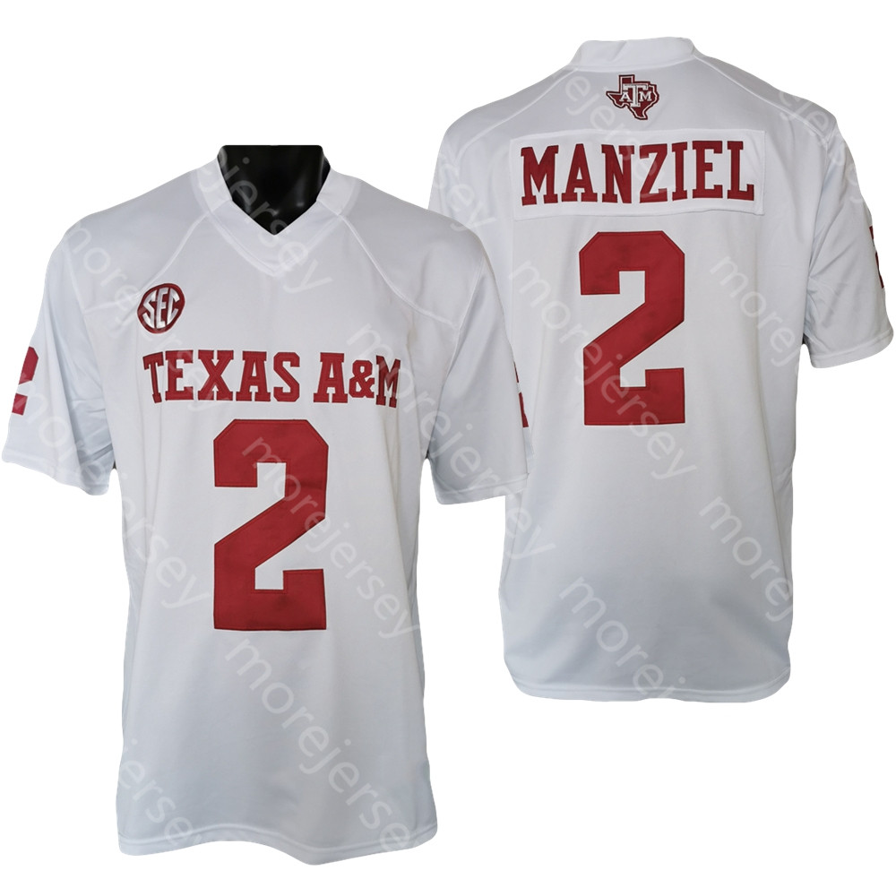 

NCAA College Texas A&M Aggies Football Jersey Johnny Manziel White Size S-3XL All Stitched Embroidery, As pic