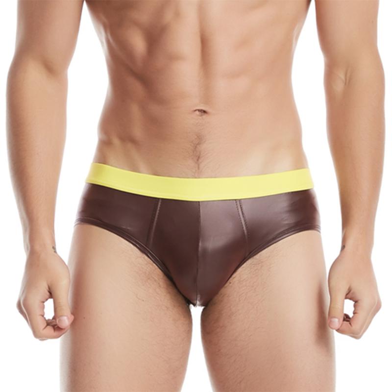 

Underpants Fashion Men Sexy Underwear Briefs Faux Leather Thong Panties Elastic, Red red