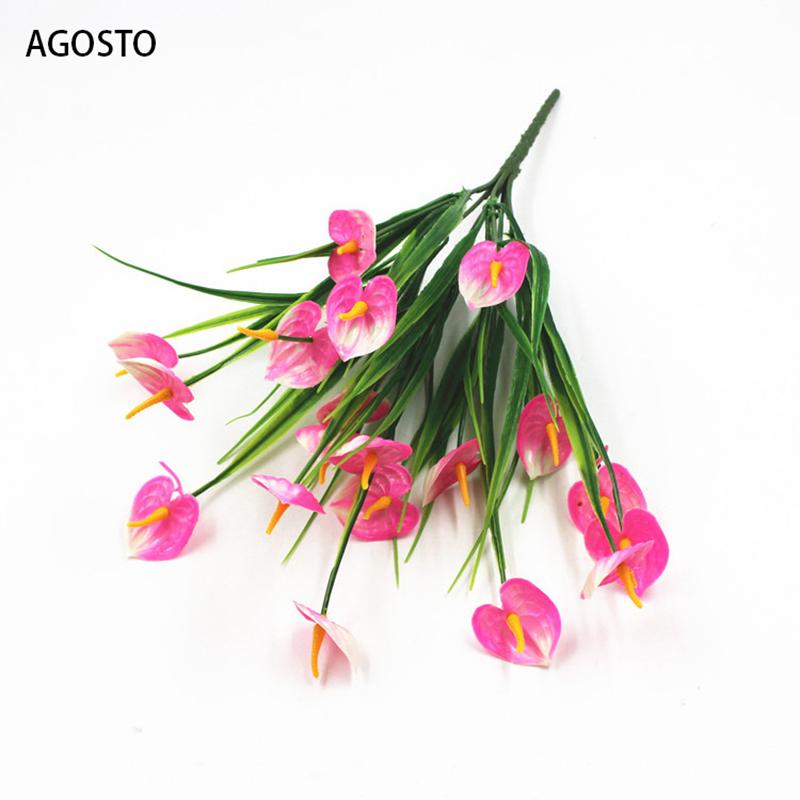 

Home Decor 7 Branch Artificial Plastic Flower Plants Plant Decor Wall Hanging Jungle Decoration Outdoor Hanging