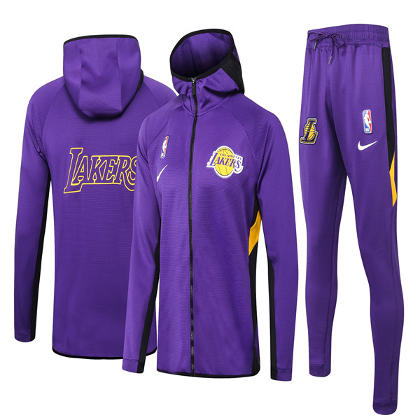 

2021 SS new international top basketball zipper training suit suit men's Lakers basketball hooded training suit winter wear S-XXL, Gray