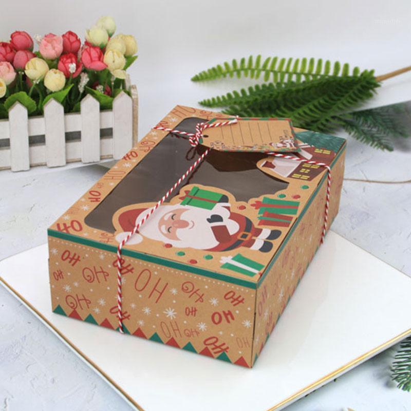 

Gift Wrap 12 Pcs/Pack Christmas European Style Kraft Paper Box Window Biscuit Packaging Large