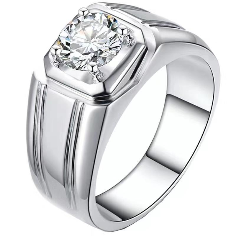 

Cluster Rings Per Jewelry Men Ring Moissanite Round Style 1ct Gemstone 925 Sterling Silver Fine T207157, Golden;silver