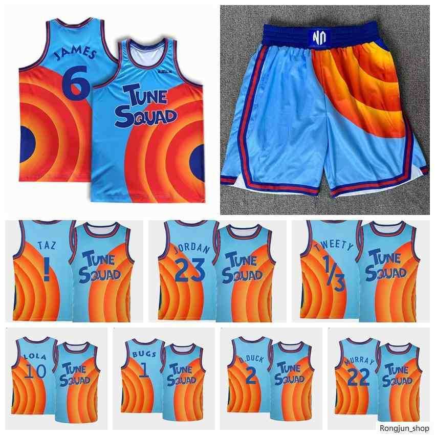 

Screen Print Basketball Space Jam 2 Jersey Movie Tune Squad 1/3 Tweety 2 D.DUCK LeBron 2021 Michael 1 Bugs 13 Aragon ! TAZ 22 Bill Murray 6, Black;red