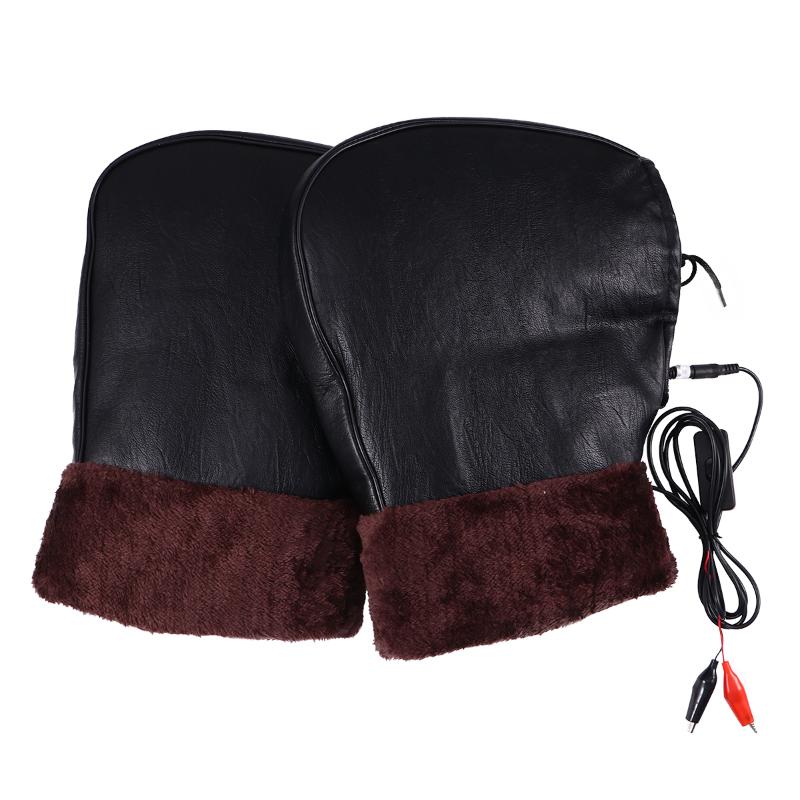 

Carpets 1 Pair 12V Heated Motorcycle Handle Bar Muff Detachable Warm Keeping, As pic