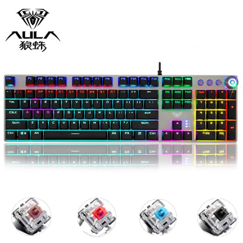 

NEW Mechanical Keyboard gaming Keybo104 keys USB MIX LED Backlit Black Blue Brown Red Switch for Russian Spanish Hebrew Arabic