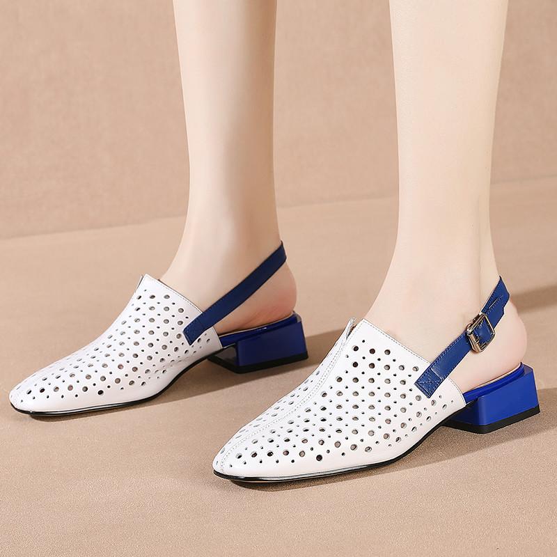 

Sandals European Luxury Pointed Toe Flat Hollow Out Single Shoes Woman Breathable Girls Novelty Slip On Lady, White