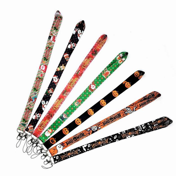 

Merry Christmas Cartoon Neck Lanyard Card Cell Phone Accessories Straps Cute Lanyards Halloween Gift Keychains for Kids Wholesale