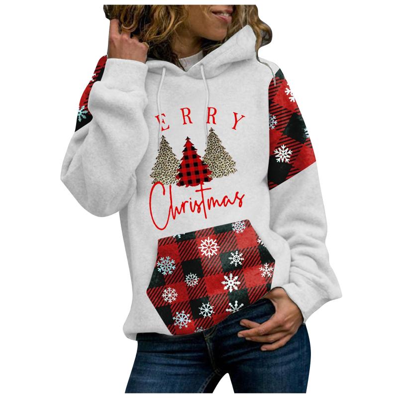 

Women's Hoodies & Sweatshirts Drawstring Hoodie Sweatshirt Women Autumn Winter Funny Christmas Print Pullover Loose Plus Size Fashion Warm H, Black