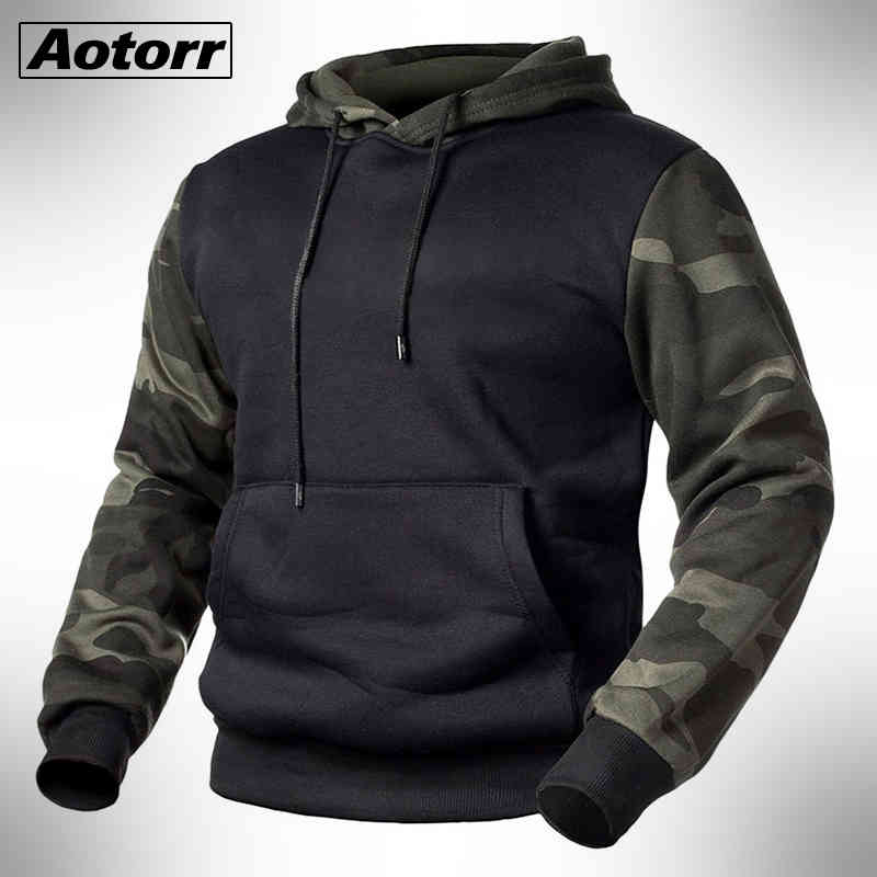 

army green men military camouflage hoodi autumn winter hooded sweatshirts male camo hoody hip hop streetwear brand 4xl, Black