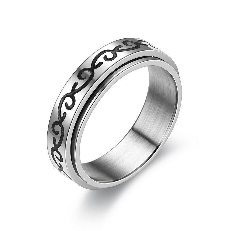 

Stainless Steel Spinner Ring for Women Men Fidget Band Rings Moon Star Sand Blast Finish Flower Stress Relieving Wedding Promise