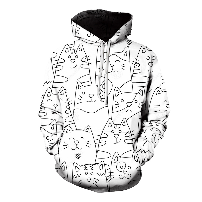 

Rolling Stones Kitten Pattern Men's 3D Printing Hoodie Drawstring Crew Neck High Quality American Sweatshirt Fall Winter, Black